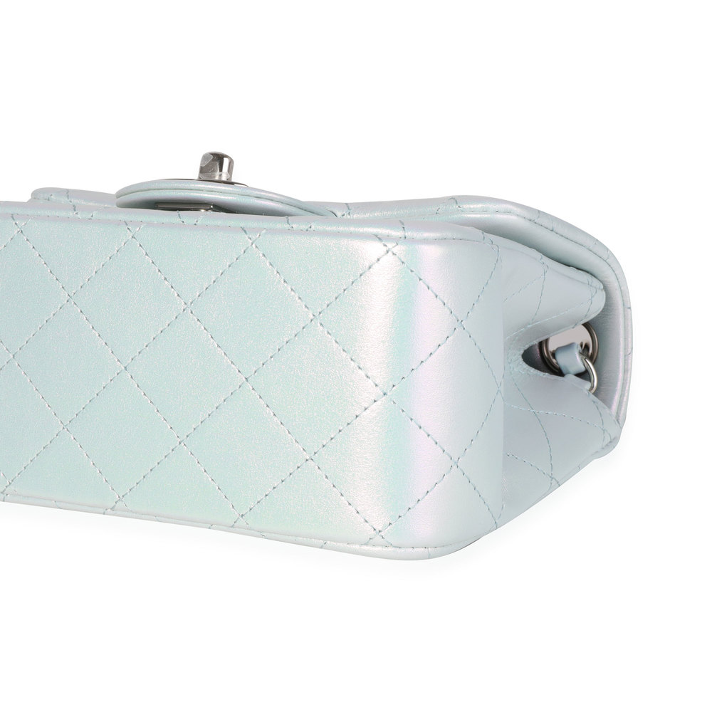 Chanel Light Blue Iridescent Quilted Calfskin Square Mini Classic Flap Bag - Picture 8 of 8